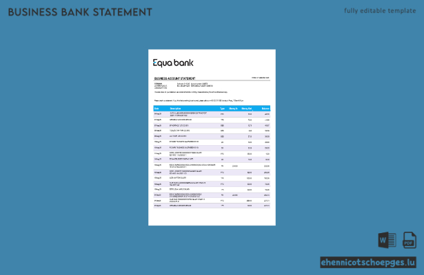 Equabank-Bankkontoauszug (Word- und PDF-Beispiel)